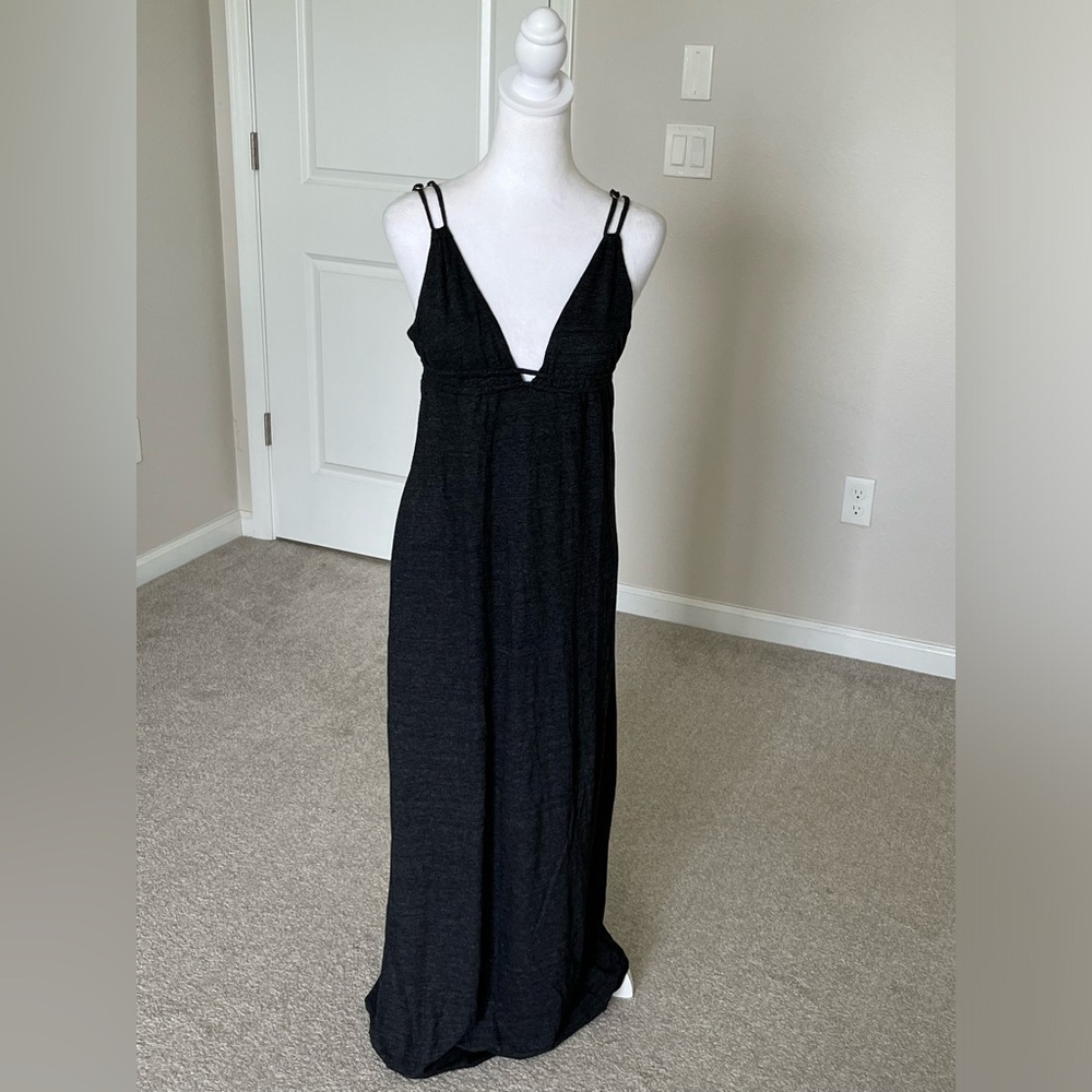 NWOT Chaser Tri-blend Strappy Maxi Dress Size Med Color Dark Gray Almost Black